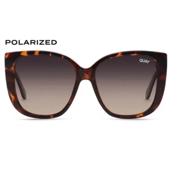 QUAY Ever After Sunglasses Polarized Tortoise Frame Grey Taupe Gradient Lens NWT - Picture 1 of 7